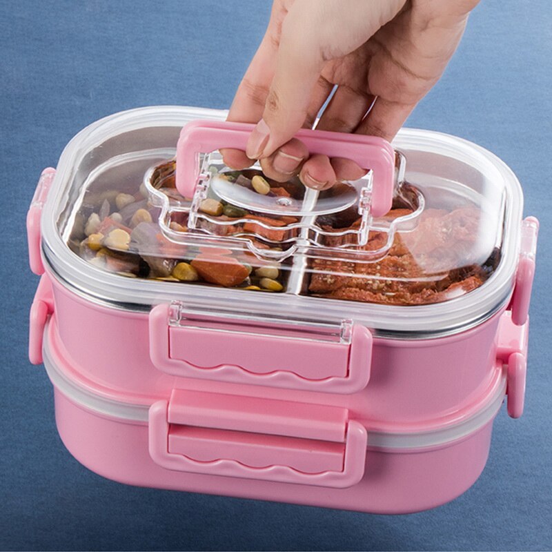 Kids Adult Lunch Box Single/Double Layer Water Injection Heating 304 Stainless Steel Student Bento Box Lunchbox Food Container