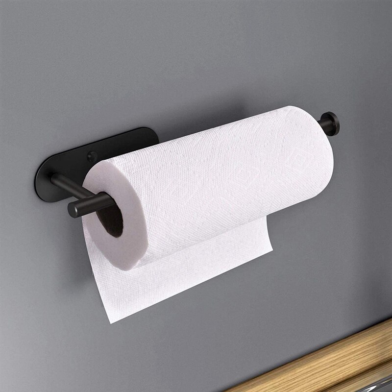 Papieren Handdoek Houder Onder Kast Wall Mount Voor Keuken Papieren Handdoek Lijm Zwart Papieren Handdoek Rolhouder Stok Aan De Muur