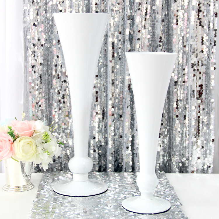 Vase en métal argenté et blanc 1032 & 1033 | vase d'accessoires de décoration de mariage et de maison,