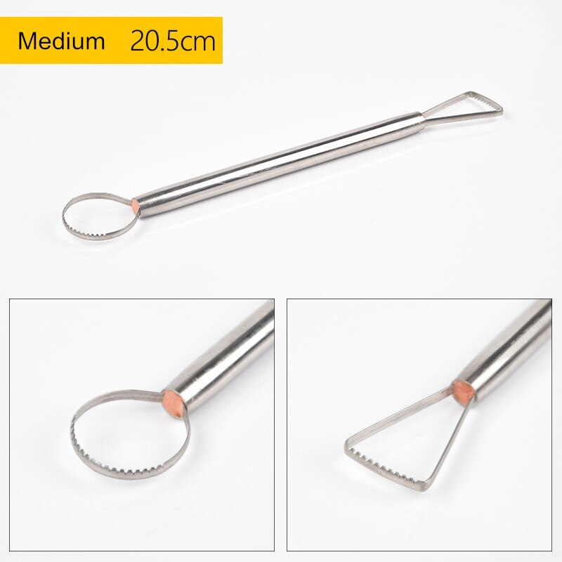 Pottery sculpture trimming tool Stainless steel double-headed tooth trimming tool for scraping and trimming texture: Medium