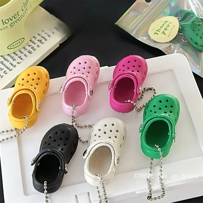 Simulation Mini EVA Hole Shoes Keychain Pendants Colorful Croc Shoe Charms For DIY Car Key Bag School Bag Backpack