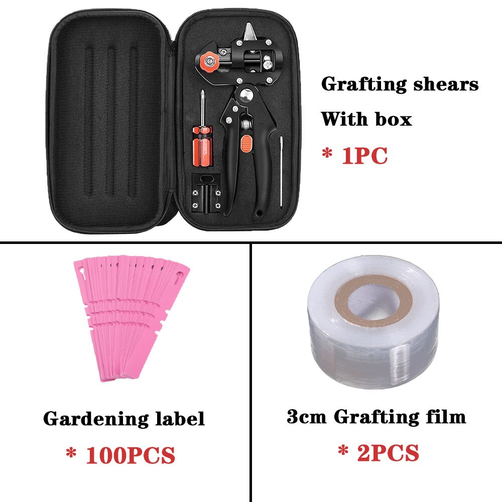Garden Tools Grafting Pruner Garden Secateurs Sharp Chopper Vaccination Cutting Tree Plant Shears and Graft Film Tape Kits: Grafting kit D