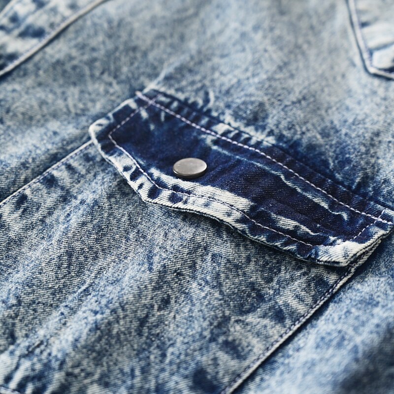 Vår og høst langermet denim bomullsskjorte herremerke uformelt svarte skjorter til menn fast komfortabel skjorte herre