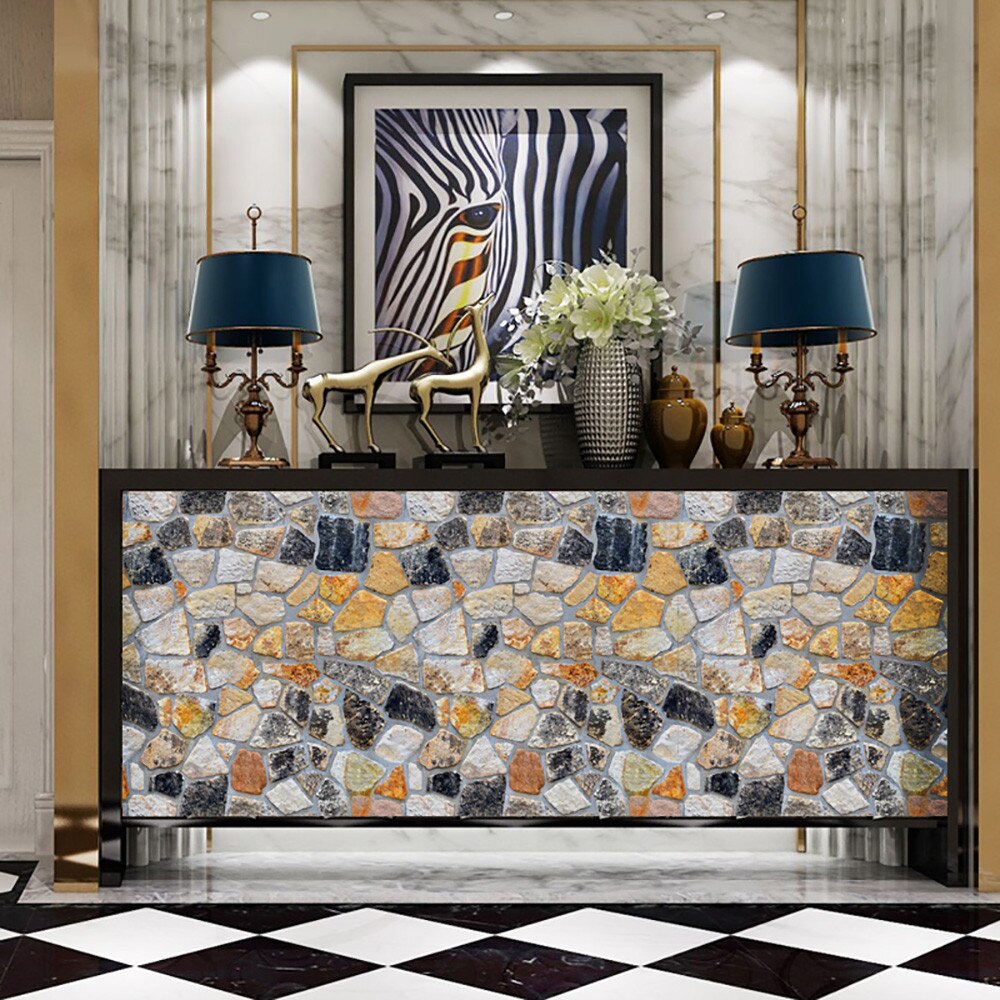 3D Brick Stone Rustic Effect Self-adhesive Wall Sticker Home Office Kitchen Decorations Simulation Wall Stickers