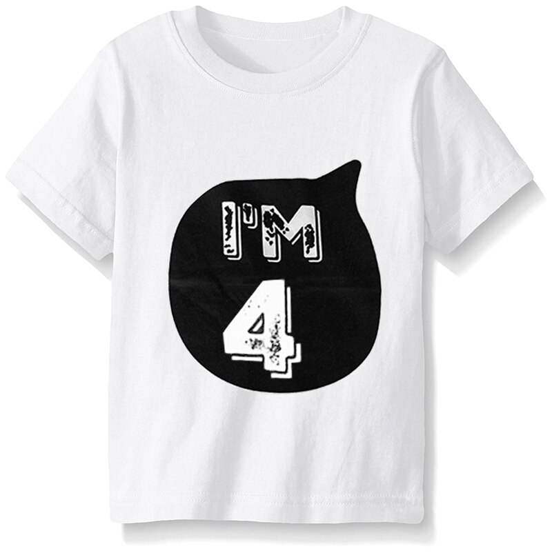 Sommer Baby Kleidung T-Shirt Spitzen freundlicher Kleidung der Mädchen Jungen 1 2 3 4 Jahr Geburtstag Outfit Kleinkind Kleinkind Partei Hemden Kostüm: White4