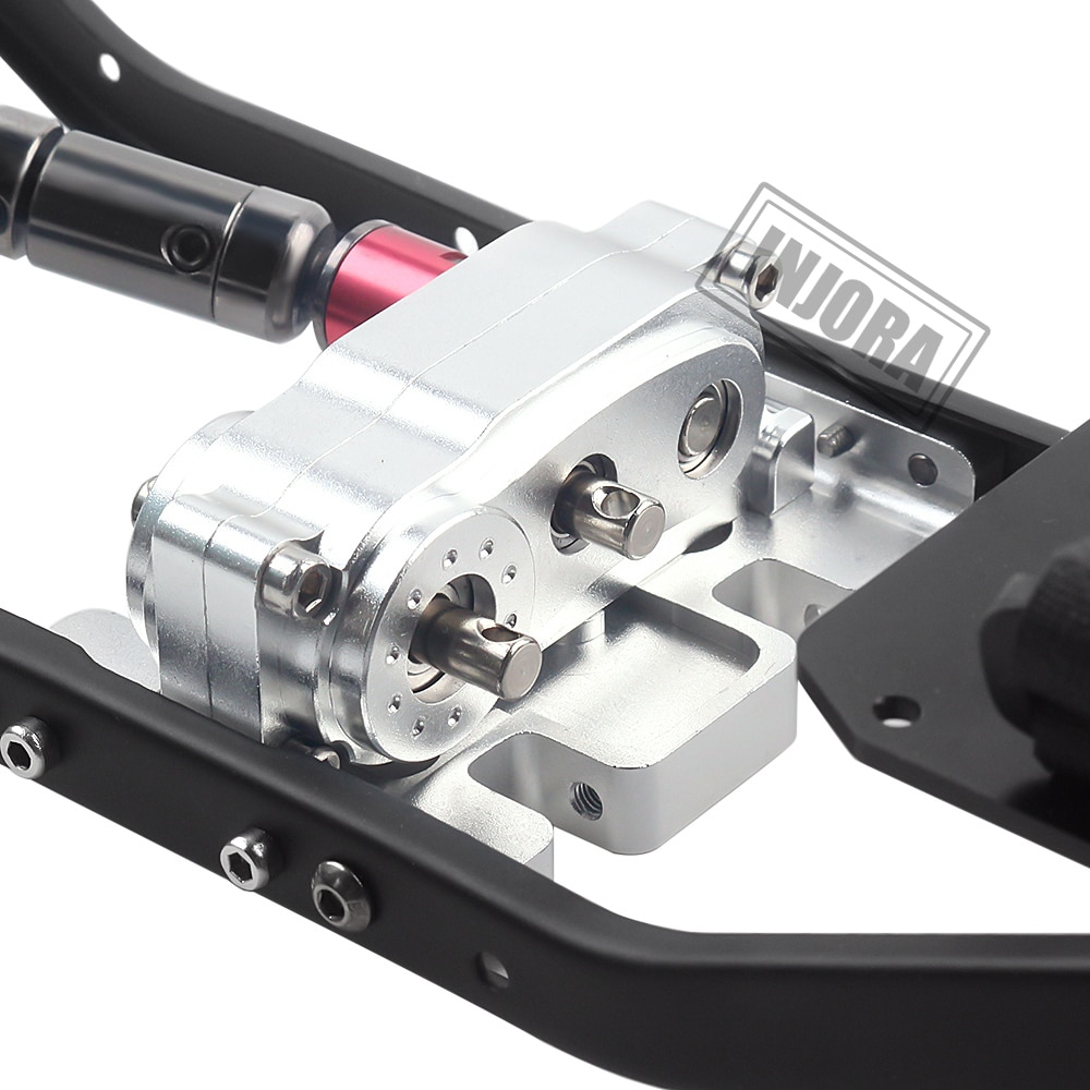 INJORA 313mm 12,3 "distancia entre ejes caja de cambios Prefixal Marco de Metal para 1/10 RC orugas coche Axial SCX10 y SCX10 II 90046