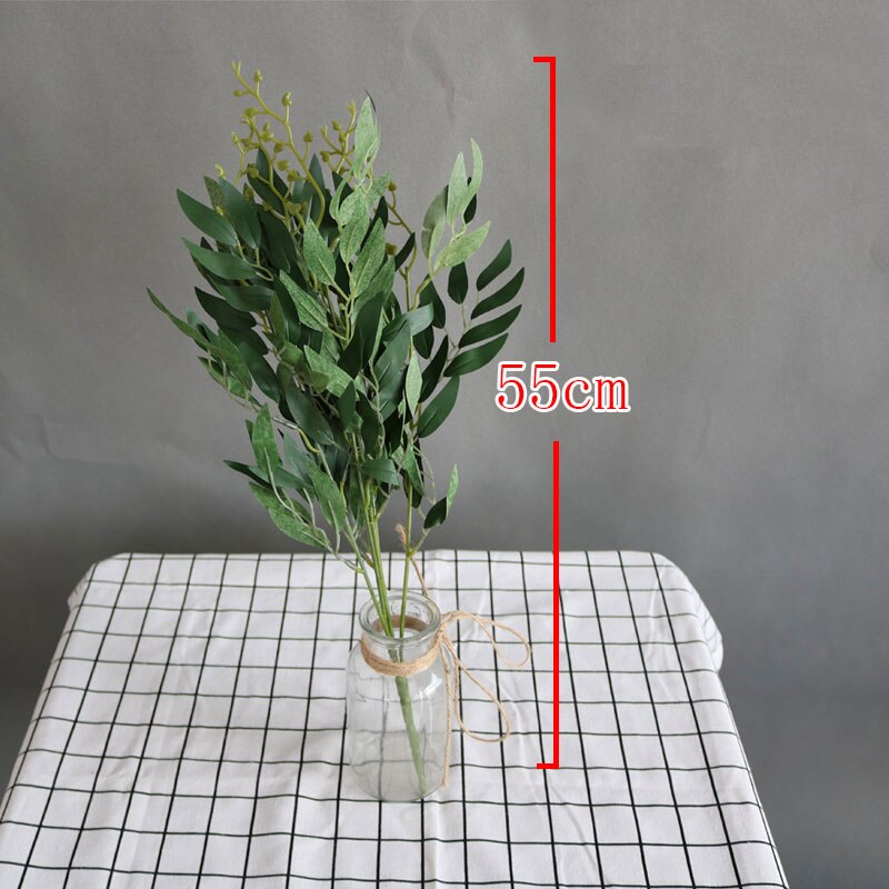 Sztuczne liście wierzby zielone białe sztuczne rośliny DIY Faux bukiet sztuczne liście robić dekoracji domu weselnego lasu