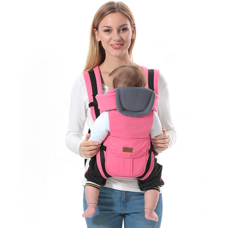 Ergonomisk bærestol rygsæk 4-36 måneder bærbar baby slynge wrap bomuld spædbarn nyfødt baby bærende bælte til mor far: Ren bomuldsrosa bel