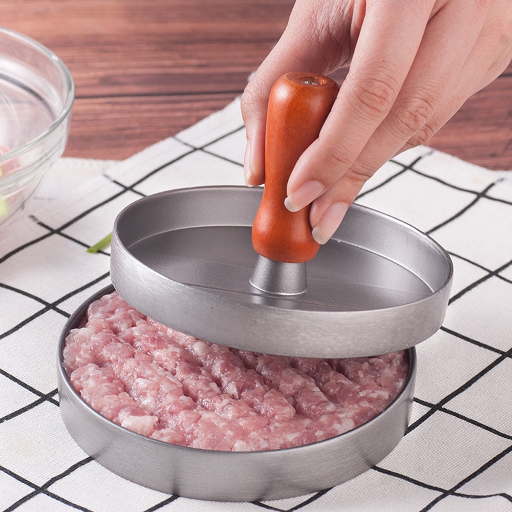 Rund form hamburger trykk kjøkkenverktøy diy form aluminiumslegering hamburg pressemaskin kjøttmaker kjøkkenverktøy