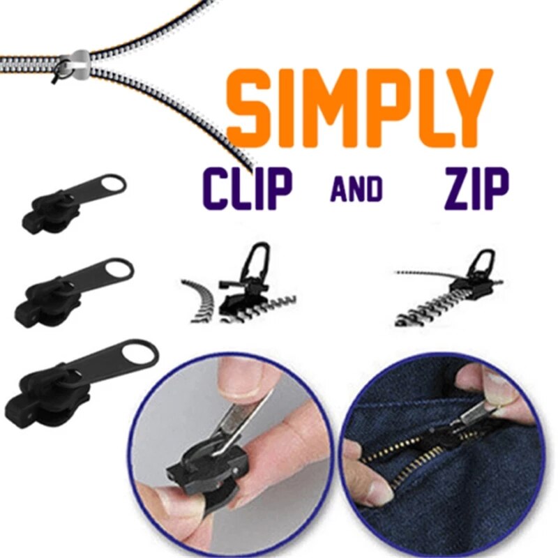 12 Stks/set Instant Zipper Universal Instant Fix Rits Reparatie Kit Vervanging Zip Slider Tanden Rescue Ritsen Voor Naaien