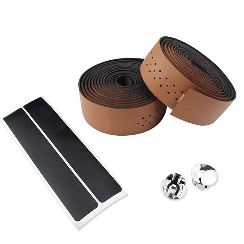 Bicycle Handlebar Tape MTB Road Bike PU Leather Perforated Belt Breathable Bike Handle Bar Wrap Straps Fixed Gear Belt BC0143
