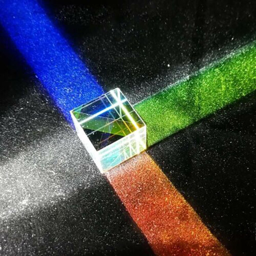 Optical Experiment Instrument CMY Optical Prism Cubes - Optical Glass Prism, RGB Dispersion Six-Sided Rainbow Cube of Light Colo