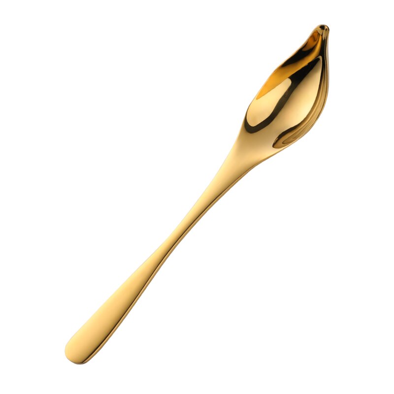 Kleurrijke Saus Lepel Waterdrop Soep Scoop Tapered Uitloop Vorm Olie Lepel Honing Ijs Cake DIY Keuken Bakken Gebak Gereedschap: Gold / 1Pc