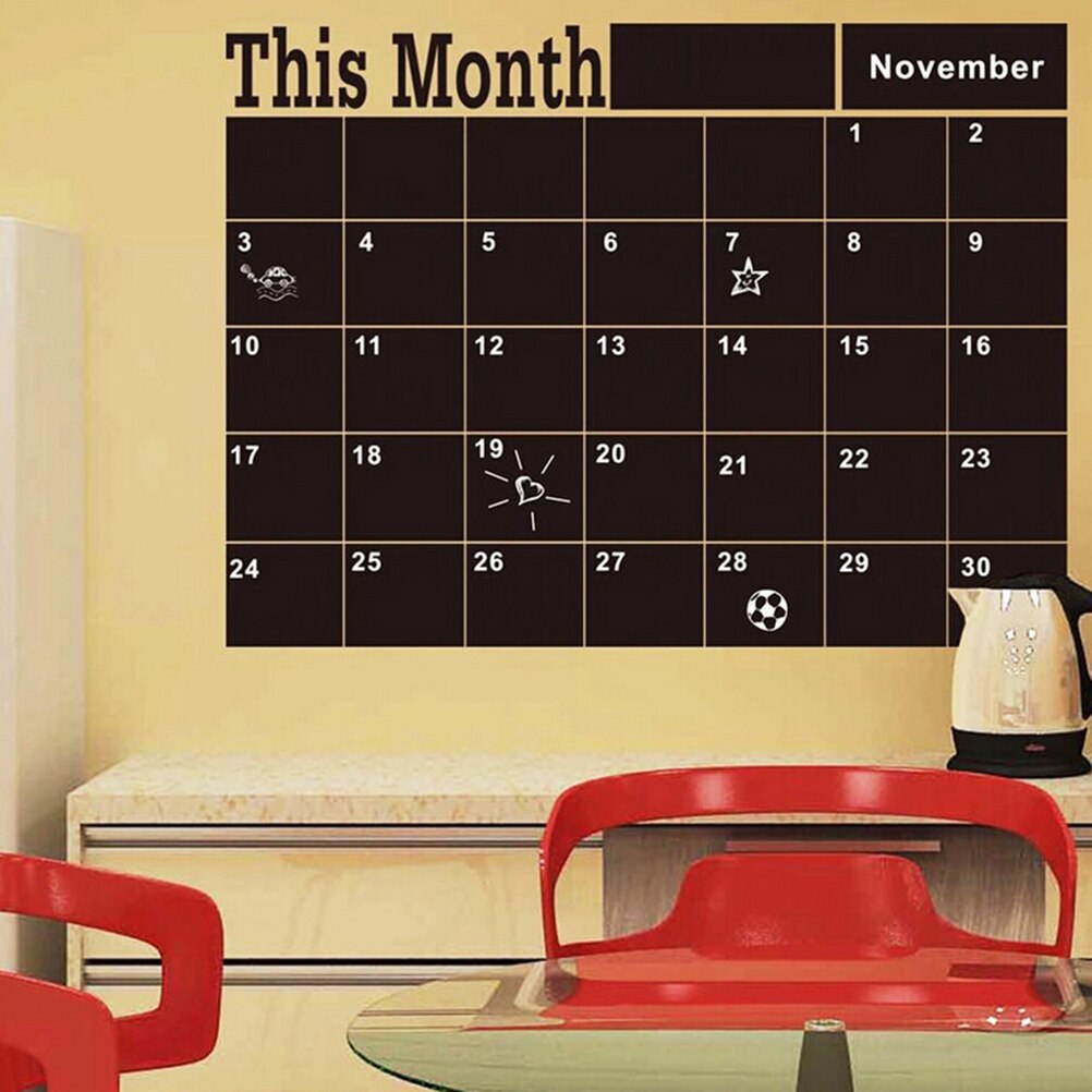 Weergaloze 60*44 Cm Zwart Krijt Bord Board Schoolbord Maandelijkse Planner Sticker Schema