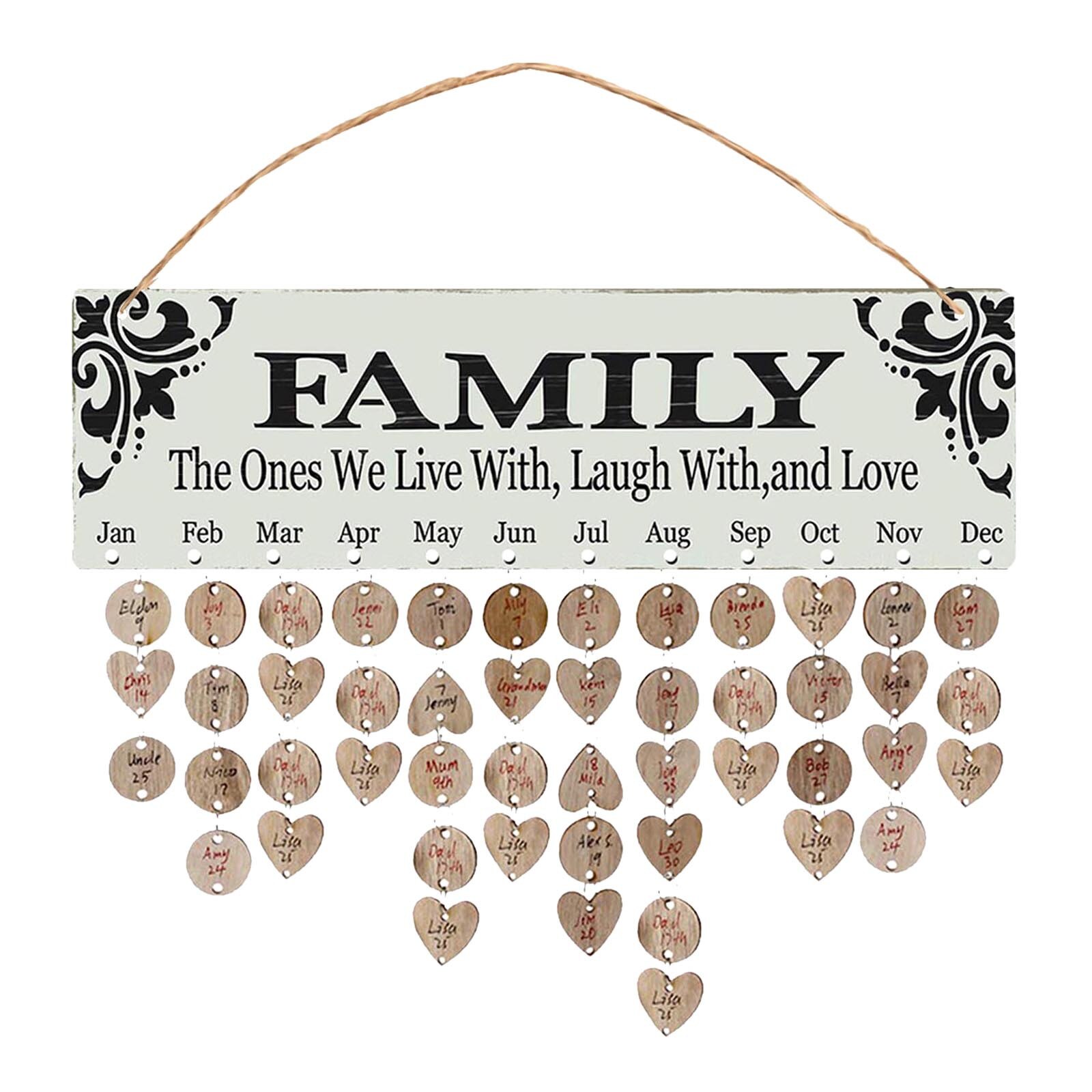 Family And Wooden Birthday Reminder Calendar Birthday Tracker Wall Hanging Plaque Board Sign Diy Home Decoration