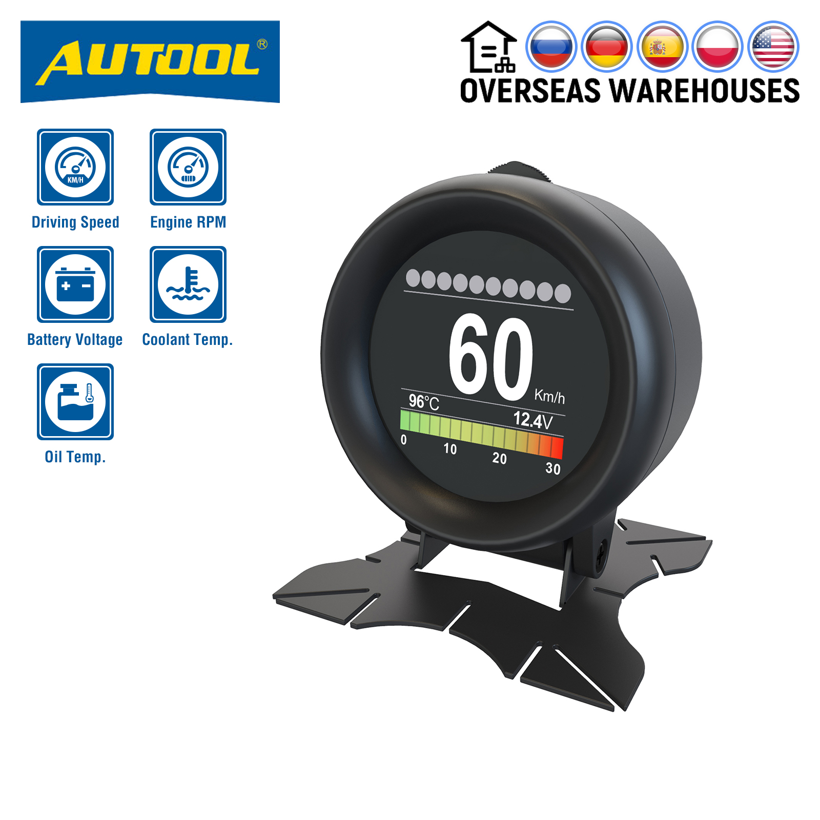 Autool X60 Hud Head Up Display Auto Obd Digitale Meter Alarm Speed Water-Temp Digitale Olie Temperatuurmeter Druk gauge