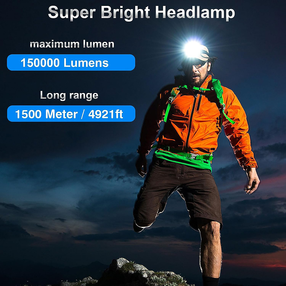 1000000 LM Leistungsstarke Stirnlampe 800 W Led Sensor Kopf Taschenlampe High Power Scheinwerfer 18650 Wiederaufladbare Kopf Laterne Angeln Camping