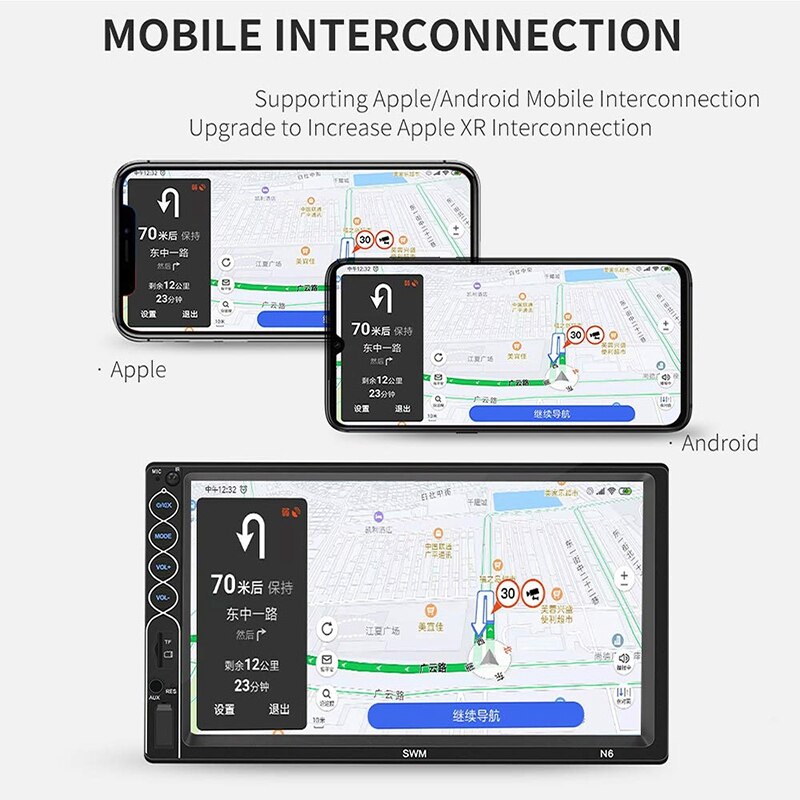 Double Din 7 pouces voiture FM Radio MP5 lecteur, appuyez sur Sn In-Dash stéréo voiture o système Autoradio avec Bluetooth mains libres, Rea