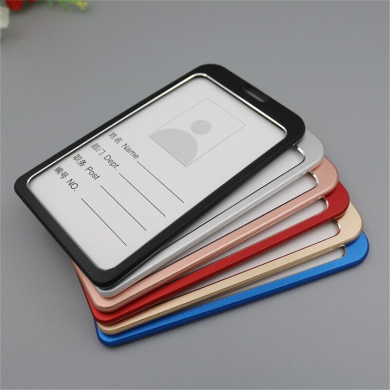 1Pc Aluminium Werk Naam Kaarthouders Visitekaartje Werk Card Id Badge Lanyard Houder Verticale Metalen Id business Case