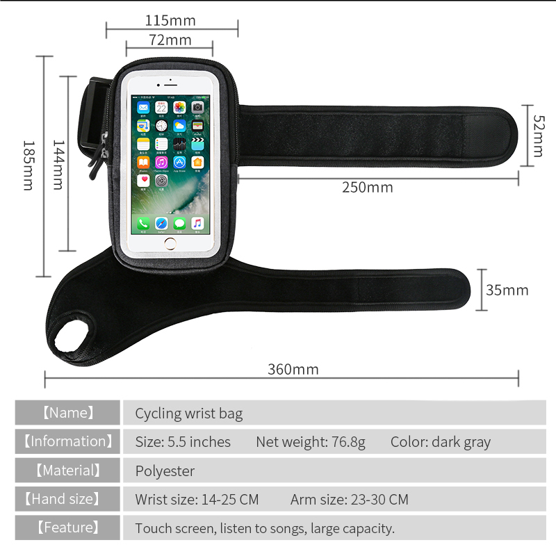 Sport Bicycle Wrist Bag Armbands Case For iPhone 13 12 11 Pro Xs Max XR X 7 8 Plus Samsung A51 S21 S20 Bike Phone Holder Pouch