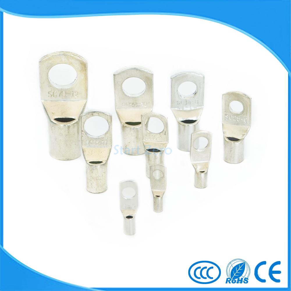 10/50/100pcs SC 4-5 Bolt Hole Tinned Copper Cable lugs Battery Terminals 4mm wire