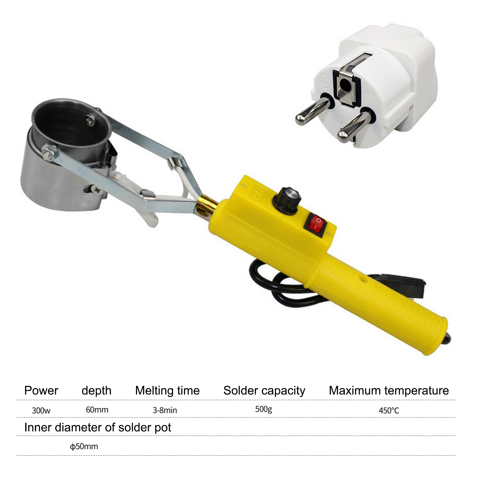 300W/500W Portable Solder Pot Tin Melting Furnace 110V 220V Wire Tinning Adjustable Temperature Control Desoldering Bath Tool