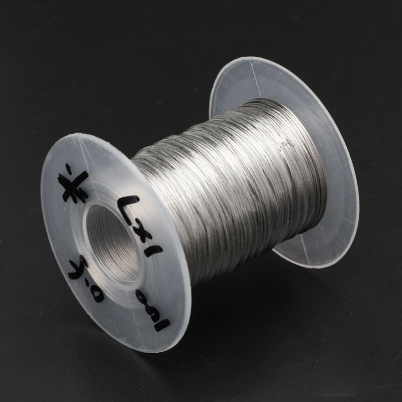 100m 304 Cable de acero inoxidable de pesca Cable de elevación 1 × 7 tendedero con 30 casquillos de aluminio B0KC