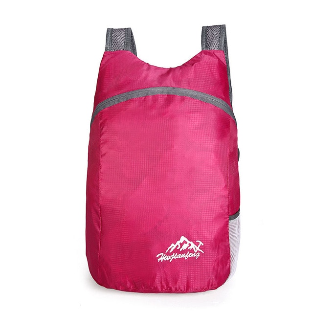 Letvægts 20l ultralette vandtæt, sammenklappelig udendørs camping vandreture rygsæk og opbevaringspose med høj kapacitet: Rosenrød