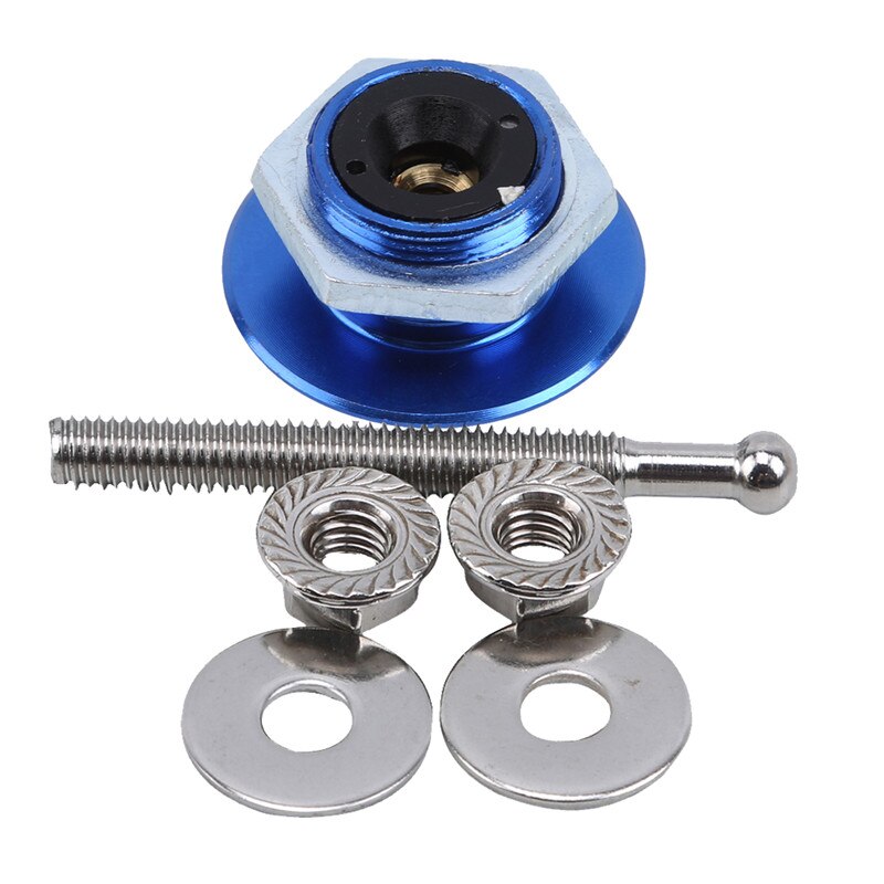Universal Push Button Billet Hood Pins Lock Clip Kit Engine Bonnets Lock Aluminum Car Engine Cover Lock: Blue short