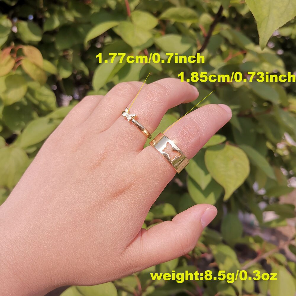 Verloren Dame Einstellbar Schmetterling Ringe Für Frauen Männer Geöffnet Manschette Paar Ring-Set Engagement Hochzeit Ringe Schmuck