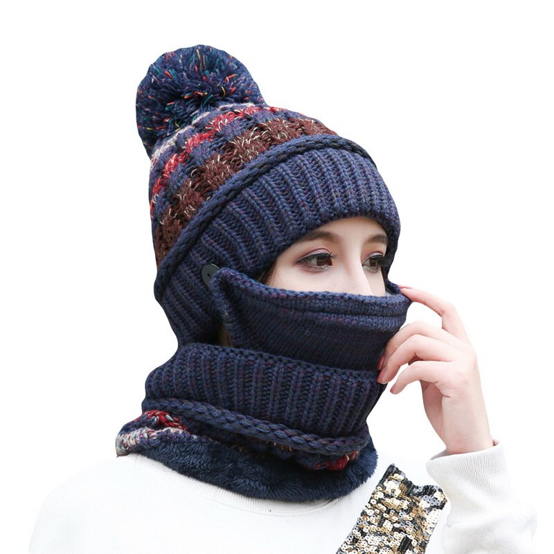 Conjunto de gorro de invierno, bufanda gruesa y cálida para mujer, accesorios de invierno, gorro interior de lana tejido, conjunto de bufanda, 3 uds, sombreros de invierno para montar al aire libre: Style 4