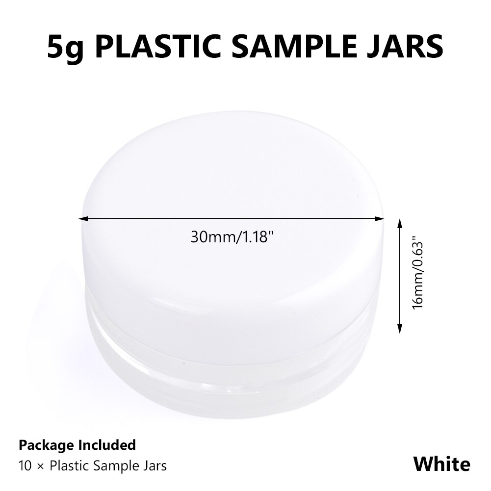 10pcs 3g/5g Empty Plastic Clear Cosmetic Jars Makeup Container Lotion Bottle Vials Face Cream Sample Pots Gel Box Plastic Sample: 5g White