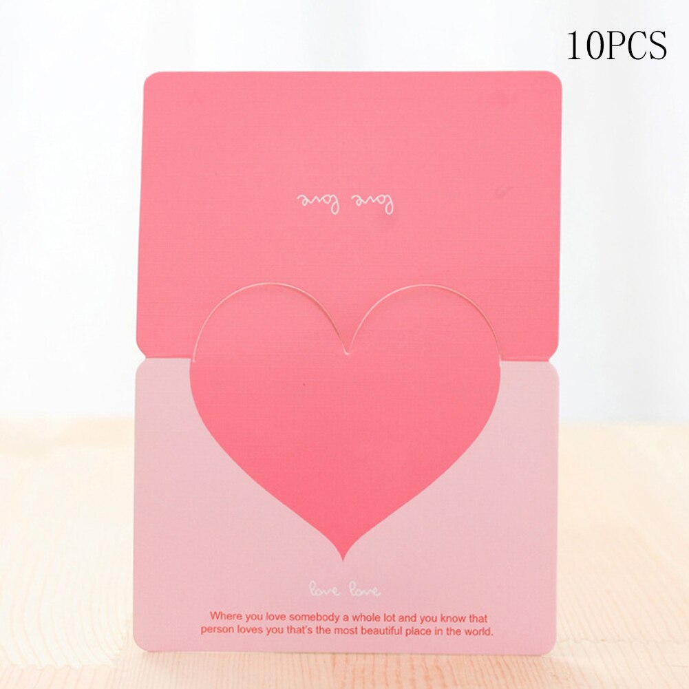 10pcs/bag Mixed Color LOVE Heart Shape Greeting Card Valentines Day Card Wedding Invitations Card Romantic Thank You Cards: Light pink