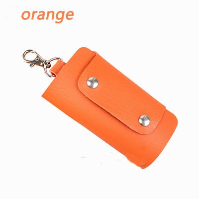 Key Wallet Purse Cheap Candy Colors Women Men's Pu Leather Pocket Keys Organizer Holder Pouch Case Bag for Car: Orange