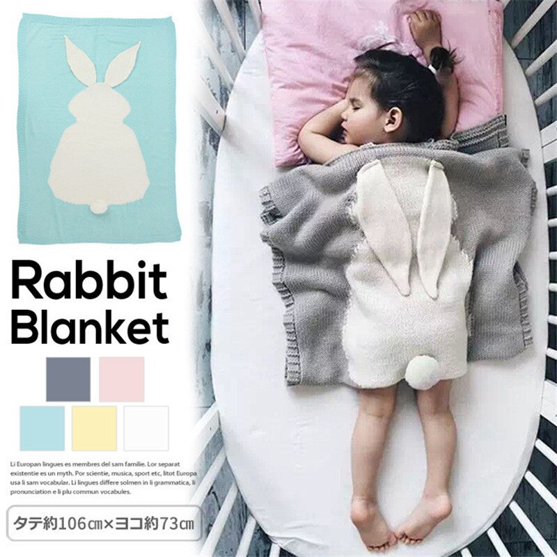 INS Burst Rabbit Ear Blanket Three-Dimensional Rabbit Blanket Children&#39;s Knitted Blanket Beach Mat Baby air-Conditioning quilts