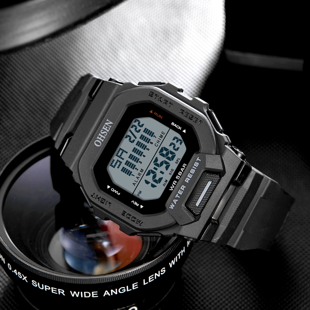 OHSEN draussen Herren Frauen Digitale Sport Uhr 5ATM tauchen Multifunktionale Wasserdichte Armbanduhren Männlichen Uhren reloj hombre