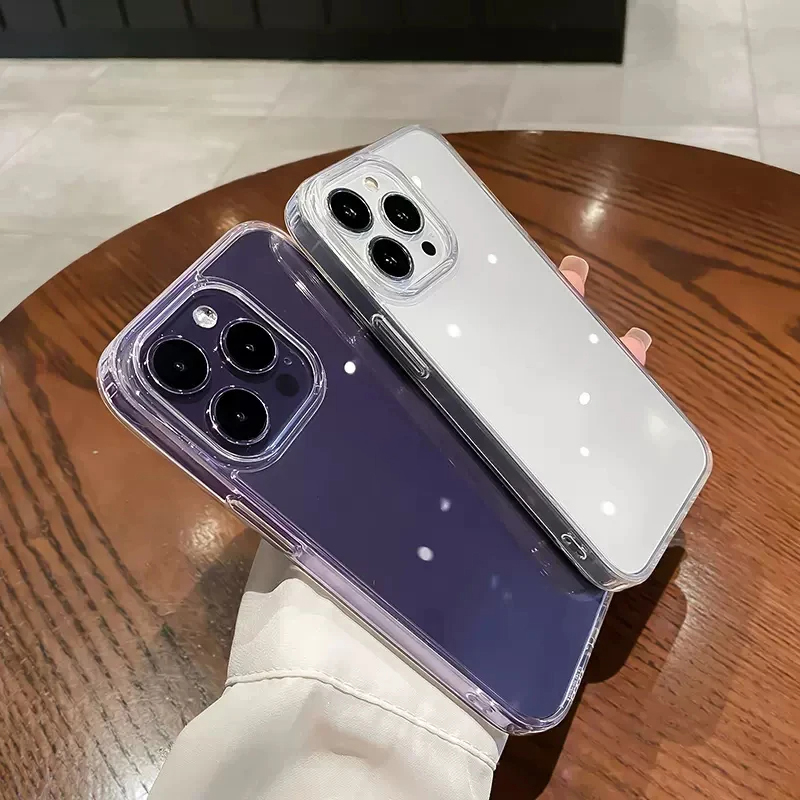 Luxuriöse transparente weiche Acryl-Handyhüllen für iPhone 16, 15, 14, 13, 12, 11, Profi Max Plus, stoßfeste, klare Stoßstangenabdeckung, Zubehör