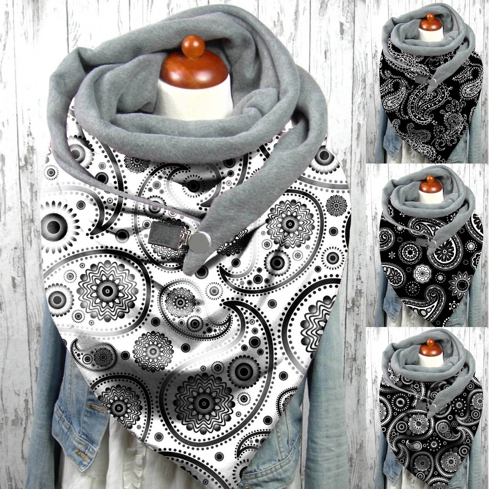 4#  winter dames multifunctionele sjaals kerst print knoop zachte wikkel casual warme sjaals sjaals knoop zachte wikkel sjaals