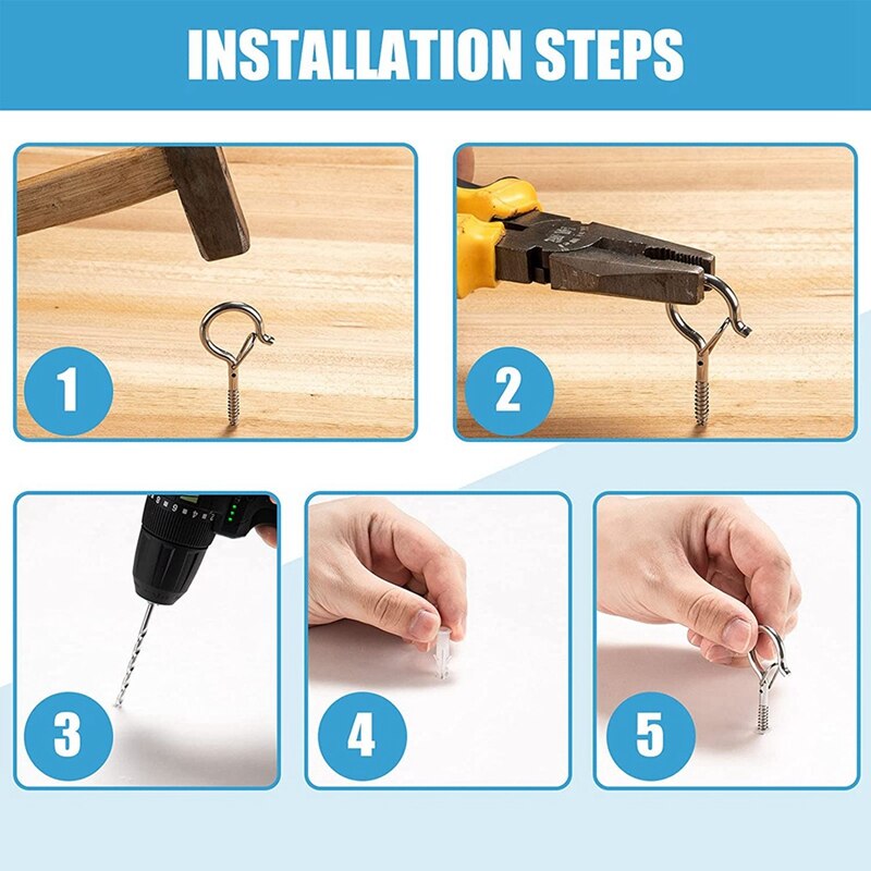 48Pcs Screw Hooks Ceiling Hooks Wall Hanging Hook Cabinet Screw Buckle Hanger Buckle for Hanging Plants Lights Party