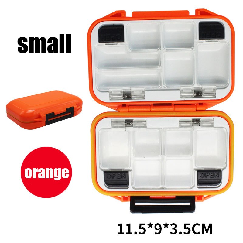 Fishing Tackle Boxes Waterproof Fishing Storage Boxes Bait Box Multifunctional Hook and Bait Accessory Box Double-Sided Opening: Orange