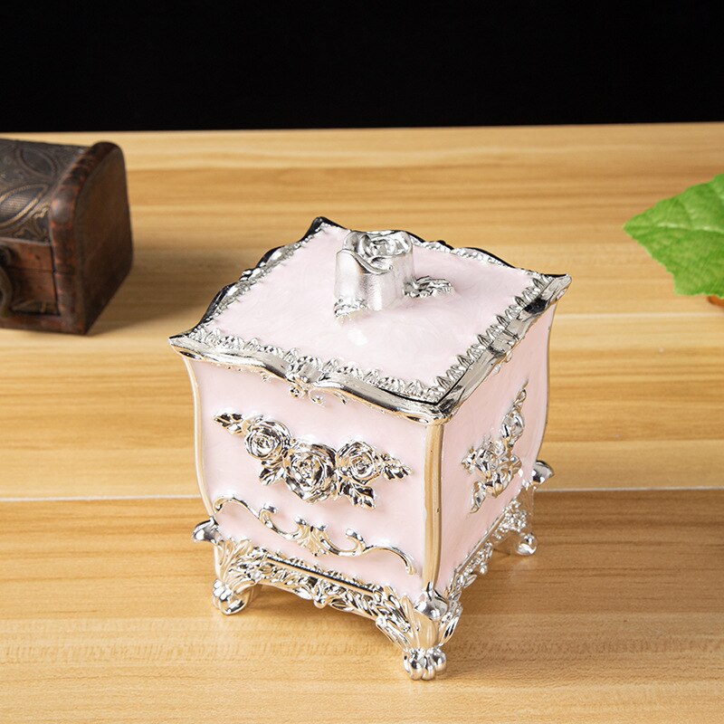 European Style Light Luxury Plastic Cotton Swab Box Living Room Home Cotton Swab Sealed Small Storage Box: F