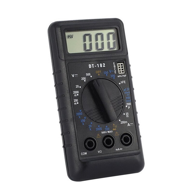 Junejour DT182 Digital Multimeter with Test Leads Pocket Portable /DC Voltage Electronic Meter Equipment LCD Portable Tool