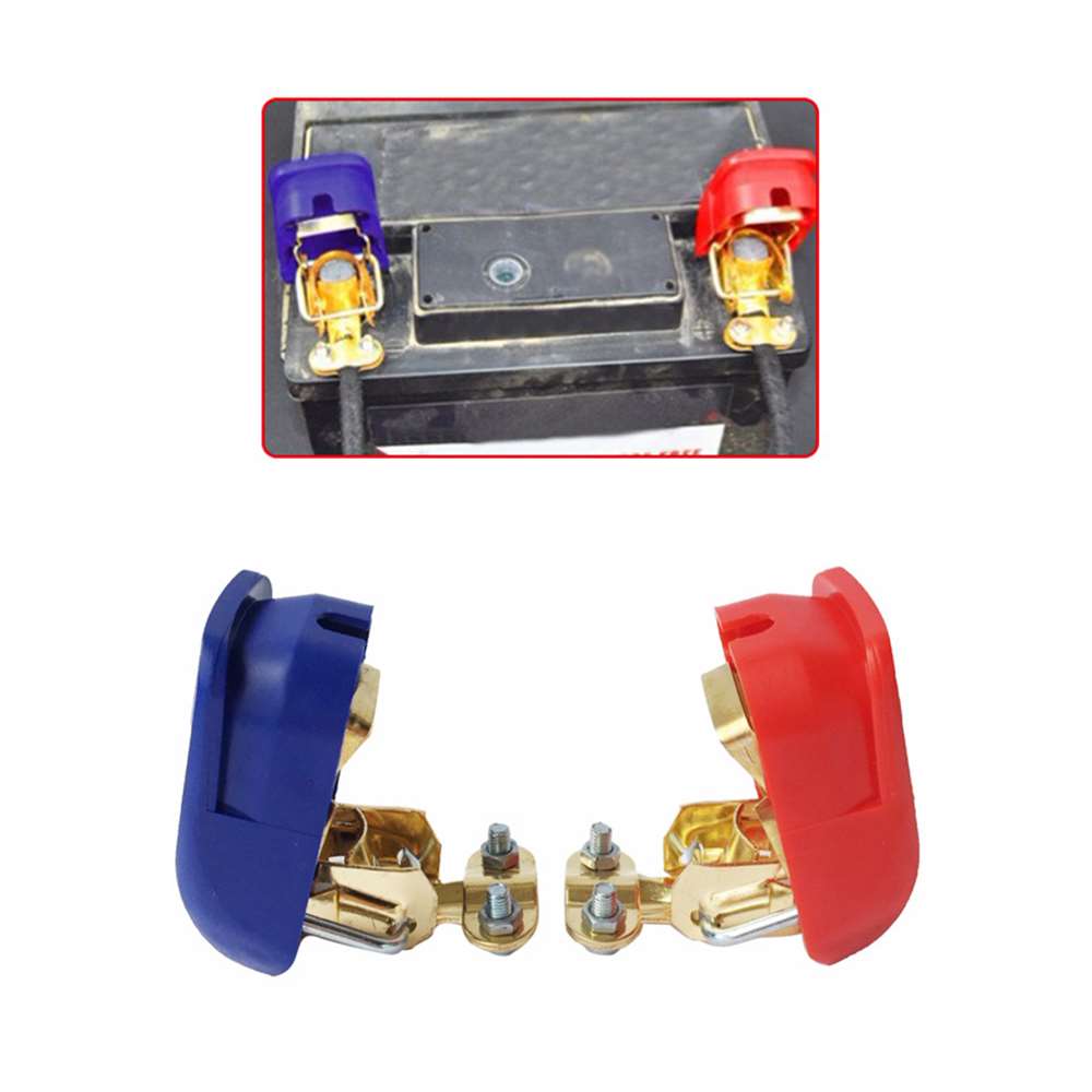 2pcs Car Boat Battery Terminal Connector Clamp Clip Negative Positive Blue/ Red
