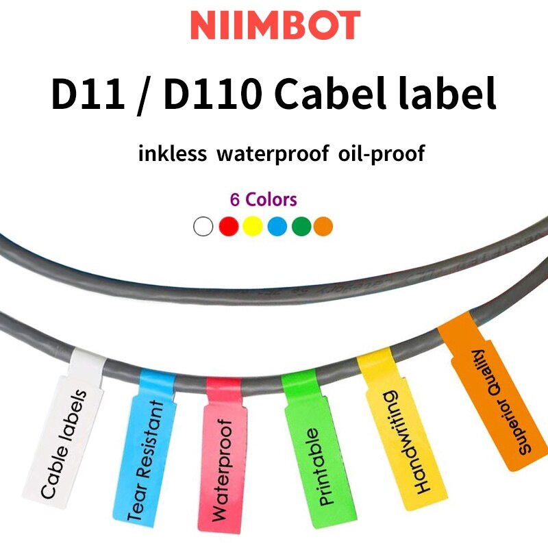 【CABEL SERIES 】NIIMBOT D11/D110 label paper Thermal label sticker data line label optical fiber label waterproof, oil proof