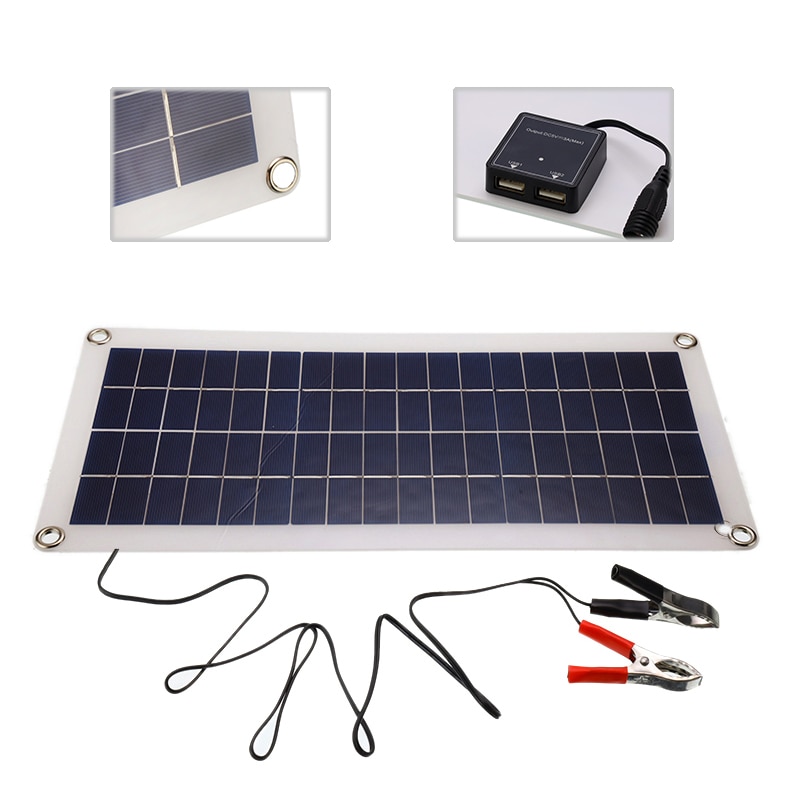 30W 12V Solar Panel Kit Complete with battery Clip 10/20/30A Solar Car Charger Controller Solar Cells for Outdoor Camping Hiking