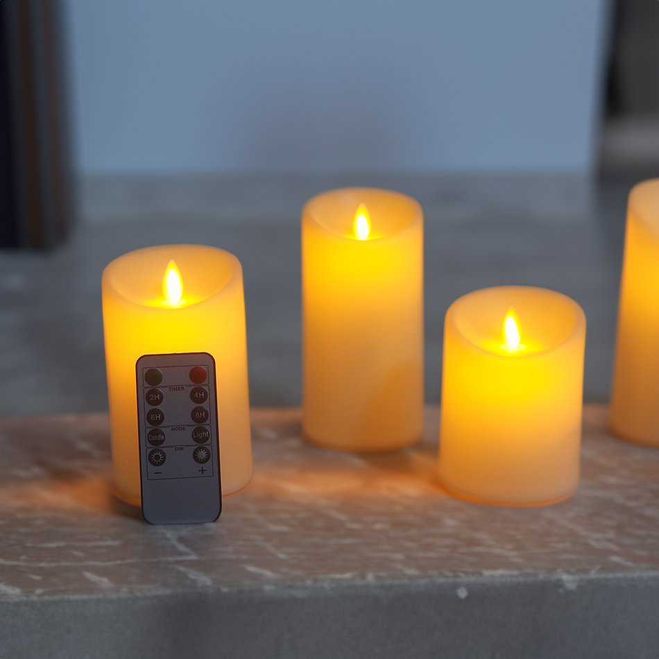 Dansende vlam LED-kaarsen met timer-afstandsbediening, kaarslicht voor lantaarns, bruiloftskaarsen, feestverlichting, woondecoratie, 3 stuks per set