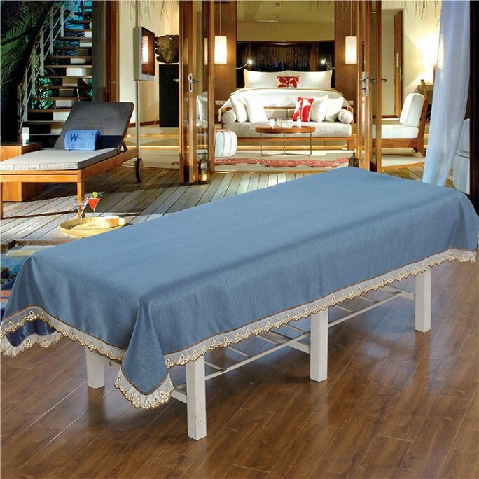 Premium Massage Tafel Lakens, Fijn Linnen, Schoonheidssalon Bed Cover. Geen Verkleuring, Geen Bal, Geen Krimp, Kant Zoom Type: Deep Blue