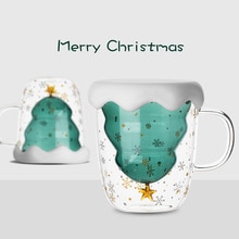 god christmas tre dobbel vegg glass latte kaffekopp kafé butikk jul skulle ønske stjerne begivenhet eventyr krus vakkert tekopp boks