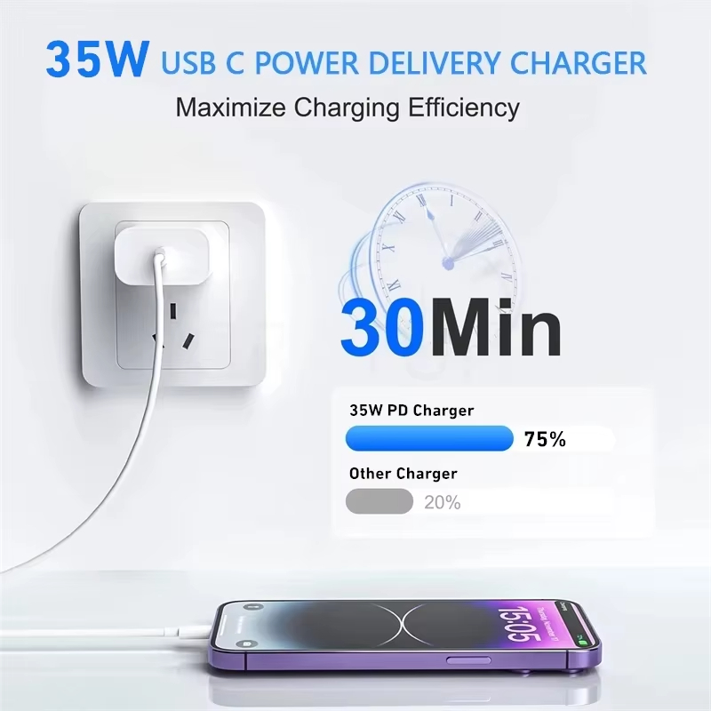 Para iPhone 16 Pro Max Original 35W PD cargador rápido para Apple iPhone 15 Plus USB-C Cable de carga rápida accesorios de teléfono