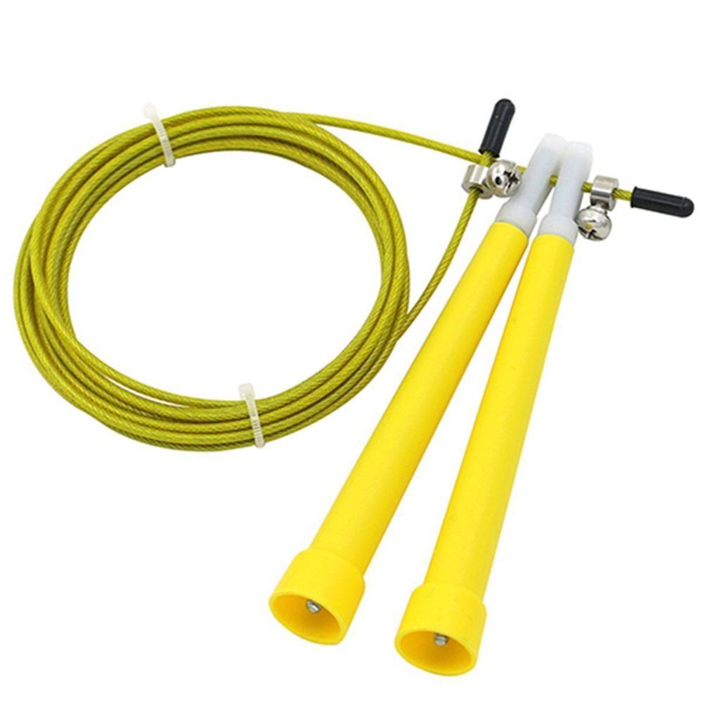 Crossfit fast Jump Rope Skip Speed skipping Ropes with Extra Speed Cable Ball Bearings Home Gym Training: Plastic Yellow